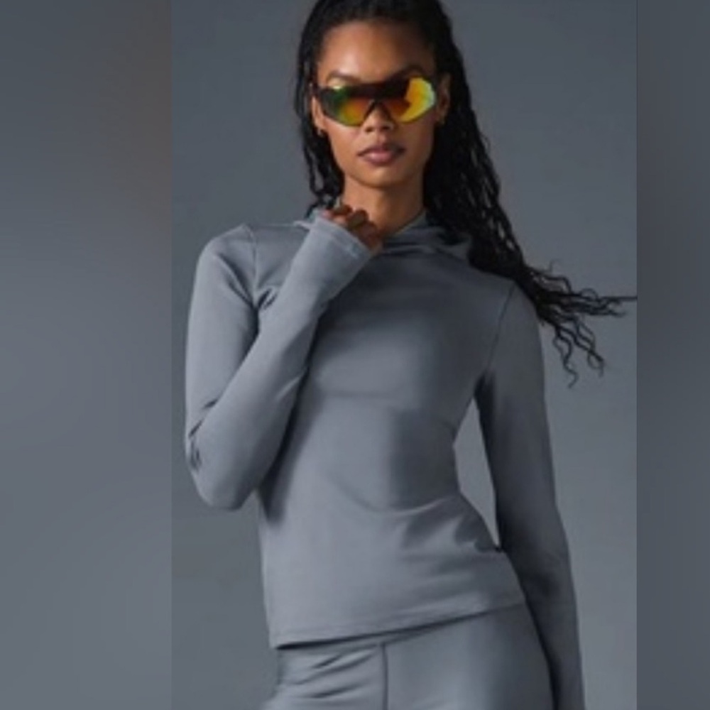 ALO Yoga Charcoal Gray Hooded Sweatshirt